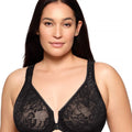 Glamorise Lacey T-Back Front-Closure WonderWire Bra - Solid Black Glamorise Lacey T-Back Front-Closure WonderWire Bra - Solid Black