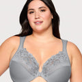 Glamorise WonderWire Front-Closure Cotton Bra - Silver Glamorise WonderWire Front-Closure Cotton Bra - Silver