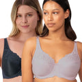 Triumph Embroidered Minimiser Bra 2 Pack - Misty Lilac/Nuit Triumph Embroidered Minimiser Bra 2 Pack - Misty Lilac/Nuit