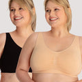 Underbliss Seamless Bamboo Blend Comfort Wire-free Bra 2 Pack - Black/Frappe Underbliss Seamless Bamboo Blend Comfort Wire-free Bra 2 Pack - Black/Frappe