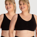 Underbliss Seamless Bamboo Blend Comfort Wire-free Bra 2 Pack - Black Underbliss Seamless Bamboo Blend Comfort Wire-free Bra 2 Pack - Black