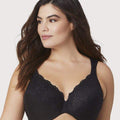 Glamorise Low Cut WonderWire Lace Bra - Black Glamorise Low Cut WonderWire Lace Bra - Black