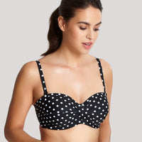 Panache Swimwear Anya Spot Bandeau Moulded Underwired Bikini Top - Black White