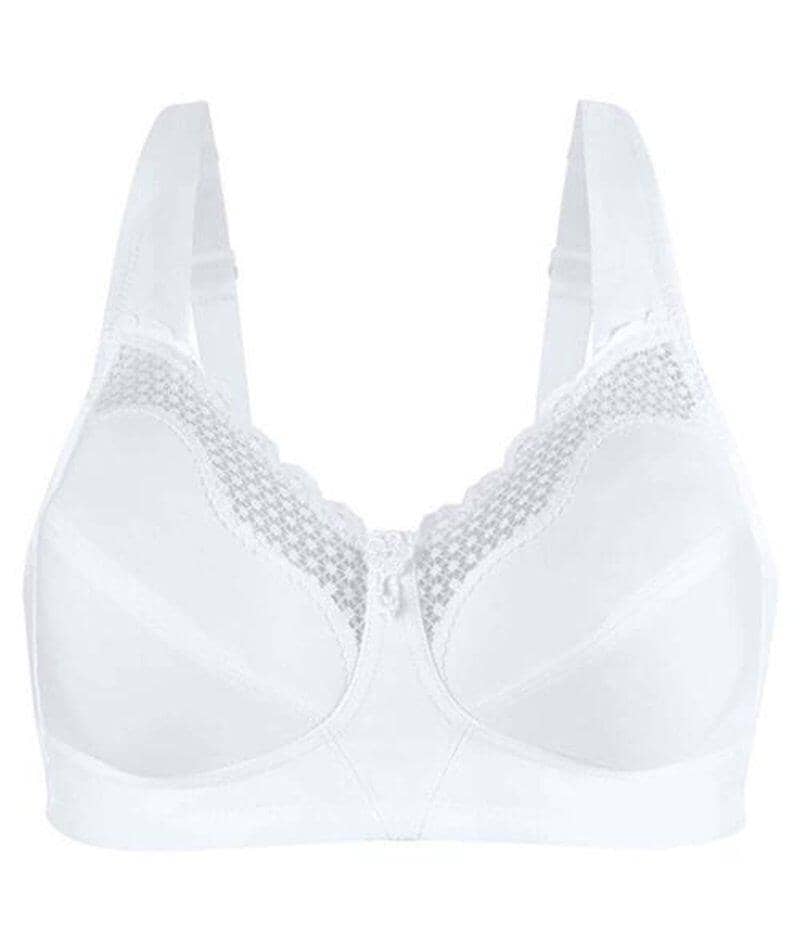 Exquisite Form Fully Cotton Soft Cup Wire-Free Bra With Lace 2 Pack - Damask Neutral/White Bras 