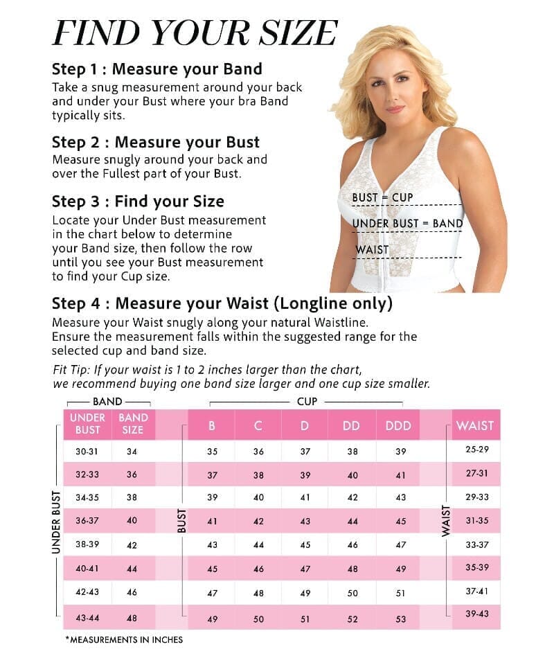 Exquisite Form Fully Front Close Wire-Free Longline Posture With Lace Bra - Rose Beige Bras 