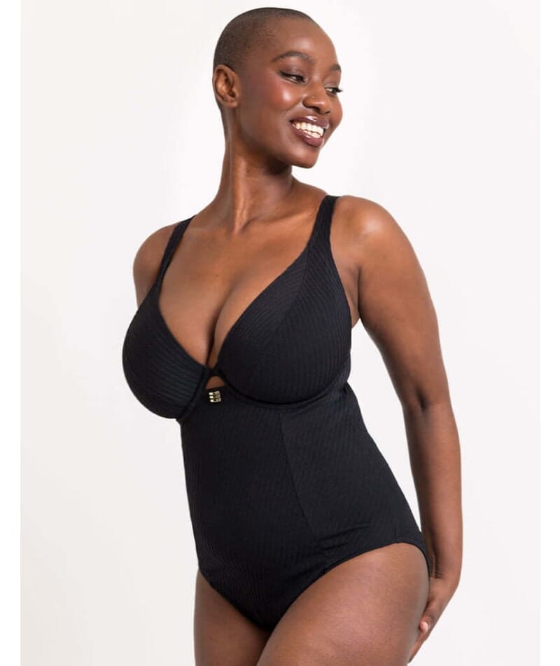 Curvy Kate Jet Set Multiway Plunge Swimsuit - Black Swim 