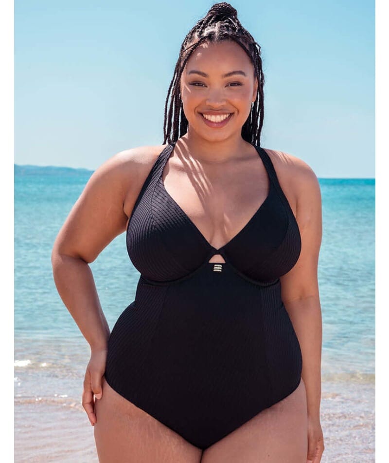 Curvy Kate Jet Set Multiway Plunge Swimsuit - Black Swim 