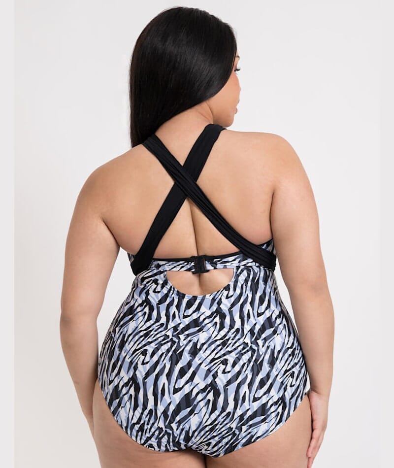 Curvy Kate Wrapsody Bandeau One Piece Swimsuit - Zebra Print Swim 