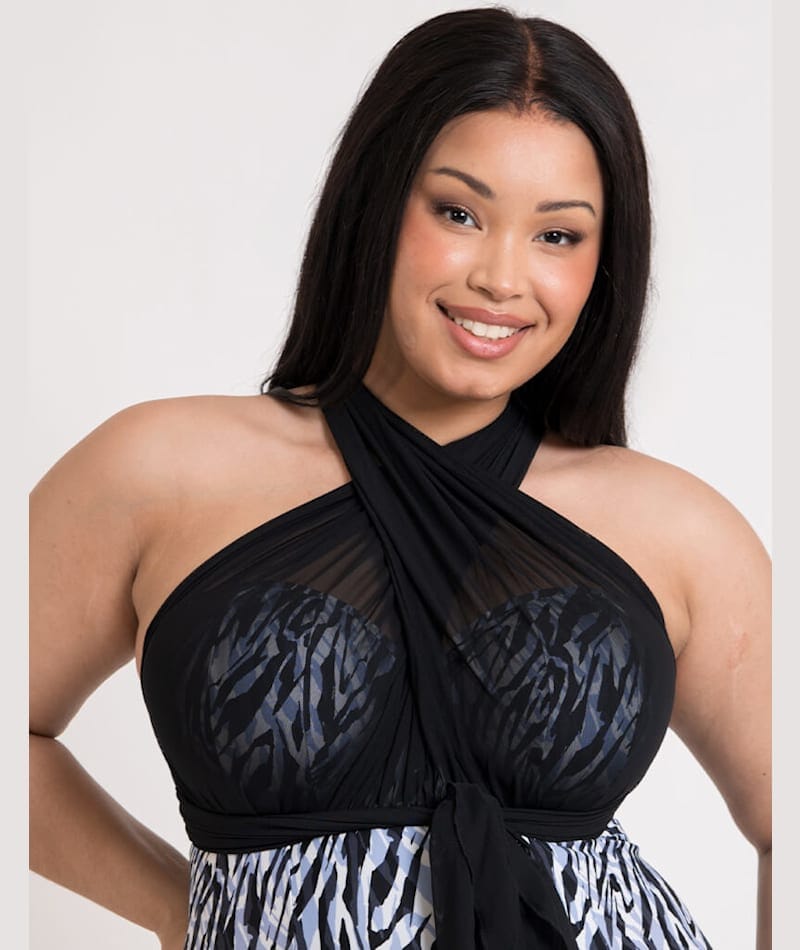 Curvy Kate Wrapsody Bandeau One Piece Swimsuit - Zebra Print Swim 