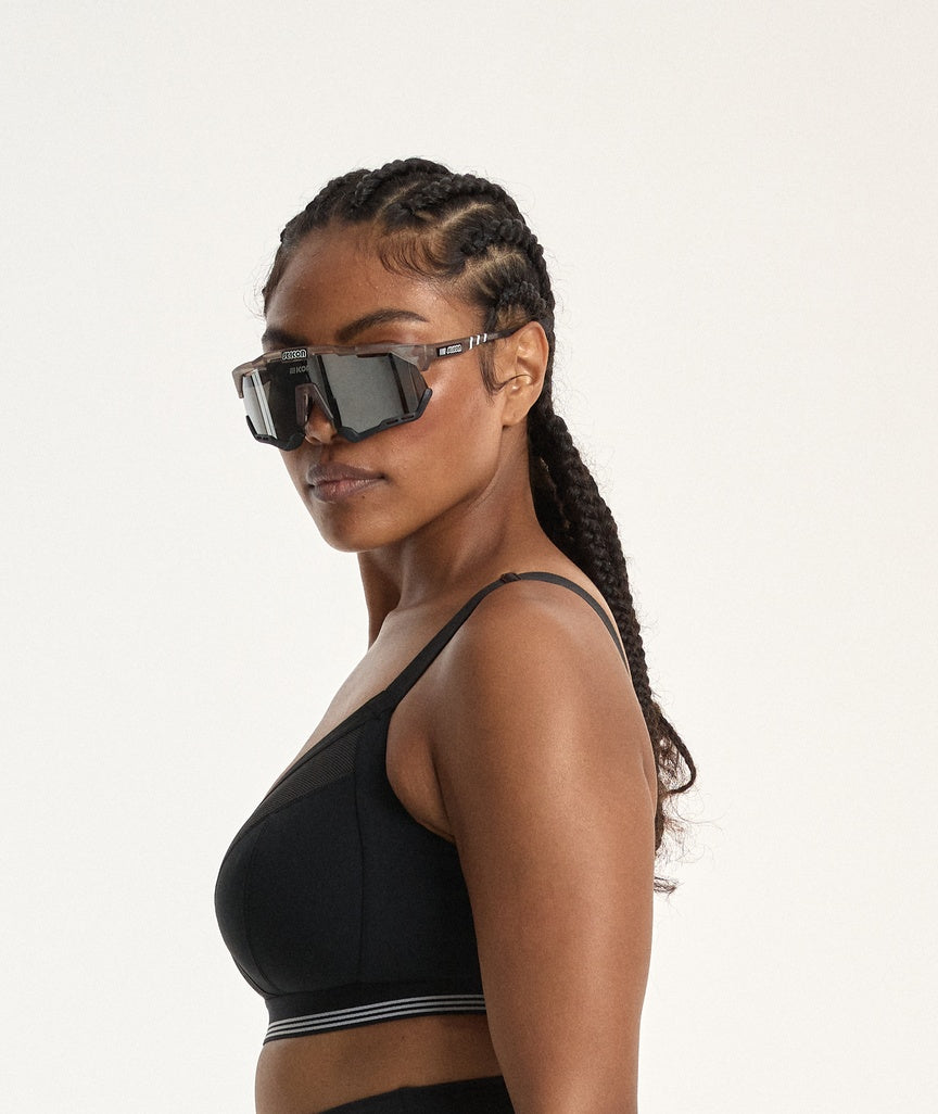 Nala Sporty Support Wirefree Bralette Bra - Licorice/Snow Cone