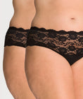 Ava & Audrey Greta Lace and Cotton Brief (2 Pack) - Black Swatch Image