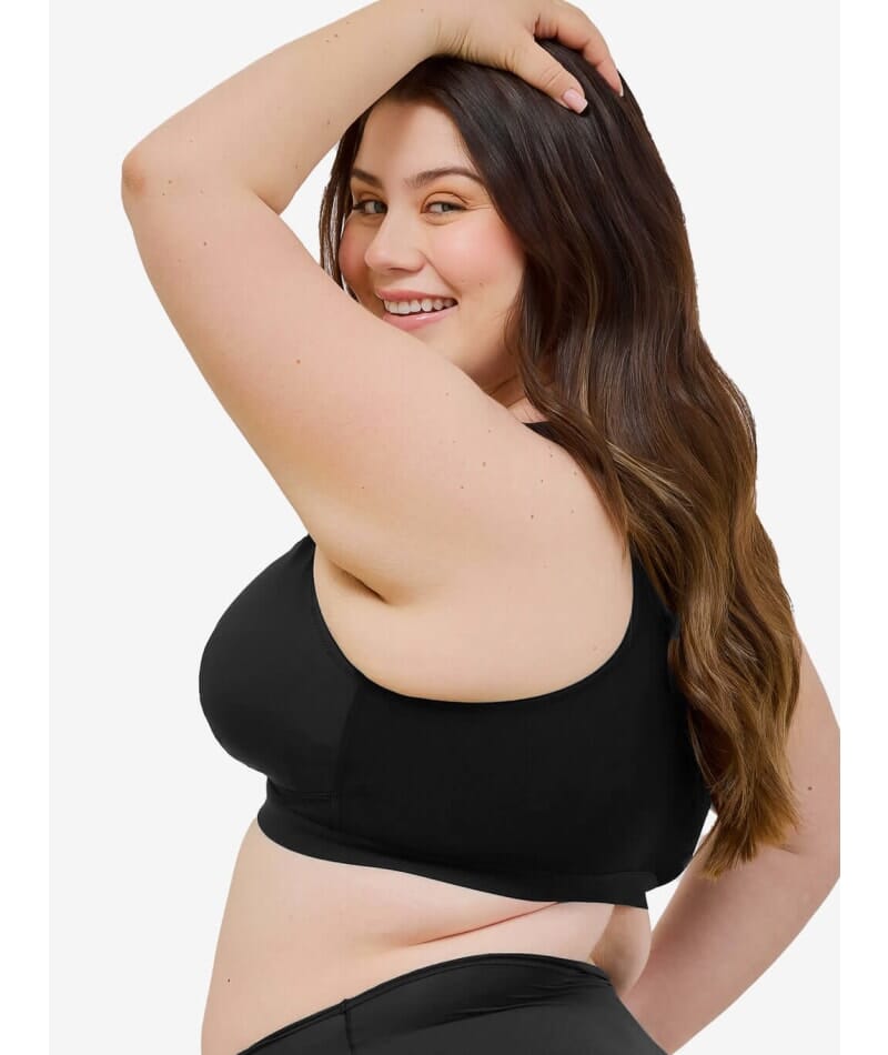 Leading Lady Harper Plus Size Back Smoothing Wire-free Front Close Bra - Black Bras 