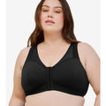 Leading Lady Harper Plus Size Back Smoothing Wire-free Front Close Bra - Black