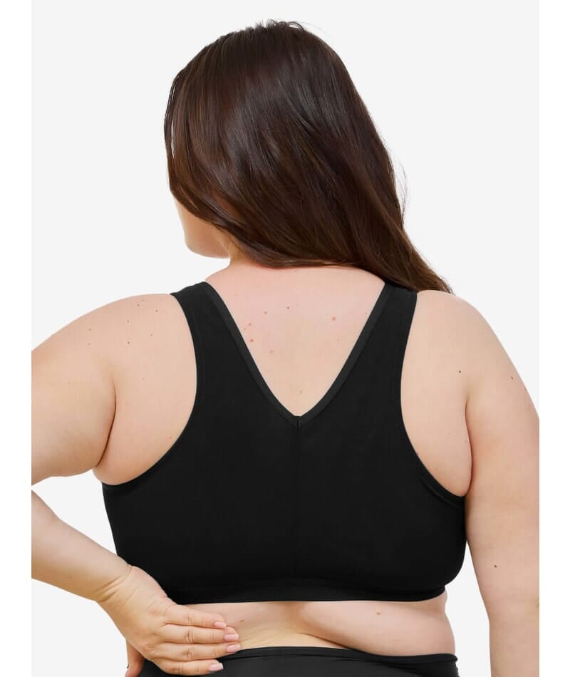 Leading Lady Harper Plus Size Back Smoothing Wire-free Front Close Bra - Black Bras 