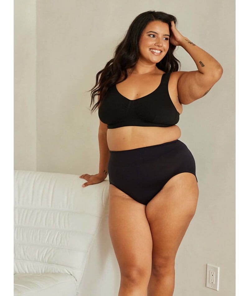 Leading Lady The Evie Plus Size Wire-free Cotton Comfort Bra - Black Bras 