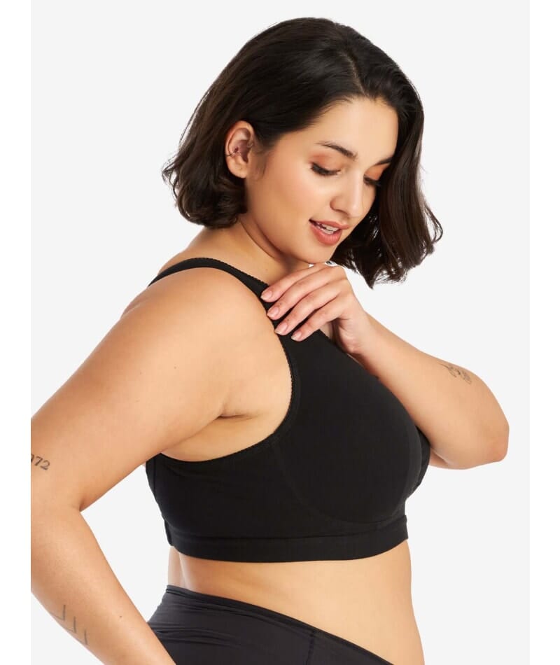 Leading Lady The Evie Plus Size Wire-free Cotton Comfort Bra - Black Bras 