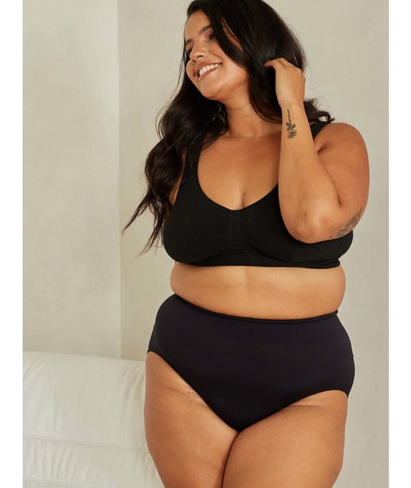 Leading Lady The Evie Plus Size Wire-free Cotton Comfort Bra - Black Bras 