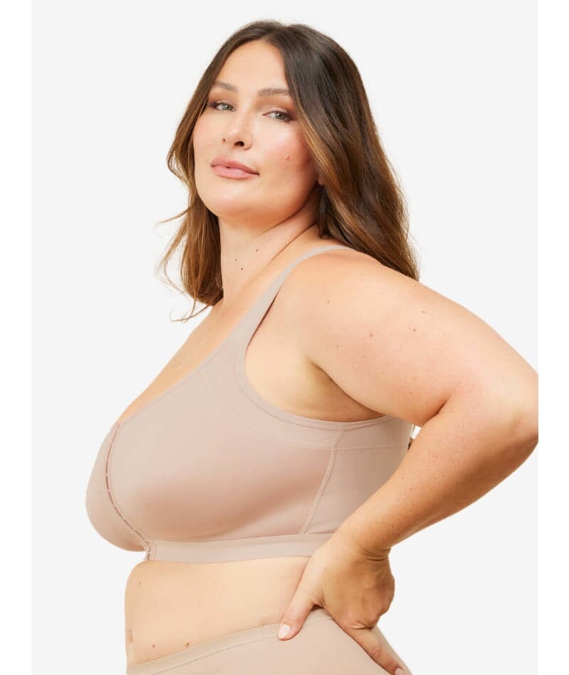 Leading Lady The Moira Front-Close Wire-Free Spacer Cup Bra - Sand Bras 
