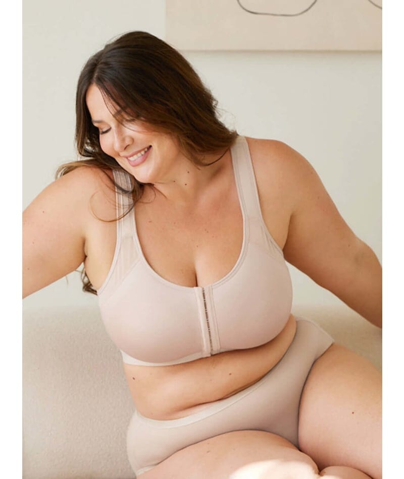 Leading Lady The Moira Front-Close Wire-Free Spacer Cup Bra - Sand Bras 