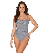 Nip Tuck Sorrento Stripe Joanne Twist Front A-DD Cup One Piece Swimsuit - Navy Swim 