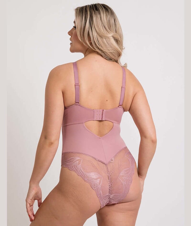 Scantilly Indulgence Stretch Lace Bodysuit - Dusty Rose Bodysuits & Basques 