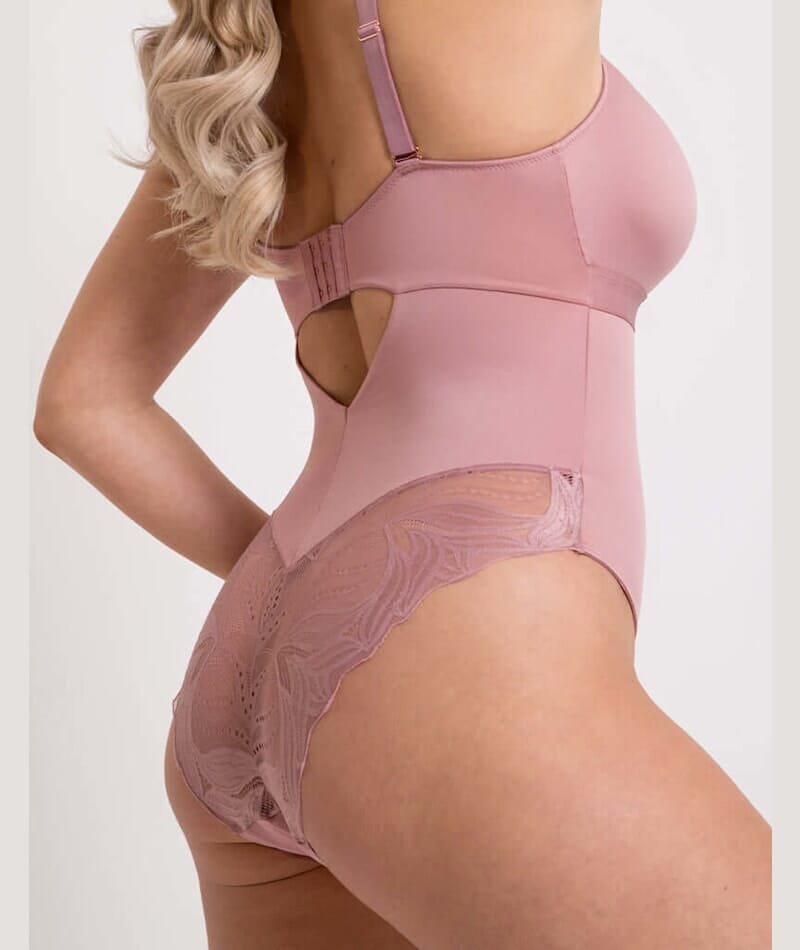 Scantilly Indulgence Stretch Lace Bodysuit - Dusty Rose Bodysuits & Basques 