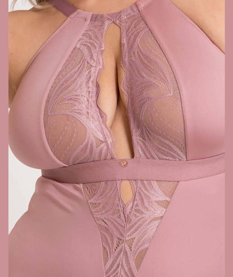 Scantilly Indulgence Stretch Lace Bodysuit - Dusty Rose Bodysuits & Basques 