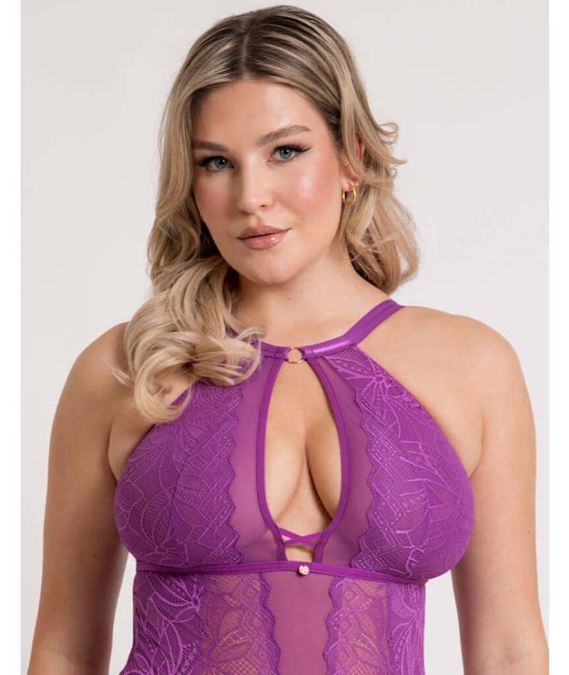 Scantilly Opulence Stretch Lace Bodysuit - Mystic Purple Bodysuits & Basques 