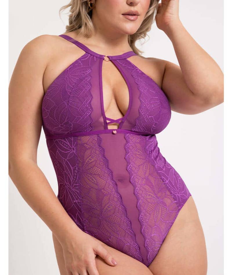 Scantilly Opulence Stretch Lace Bodysuit - Mystic Purple Bodysuits & Basques 