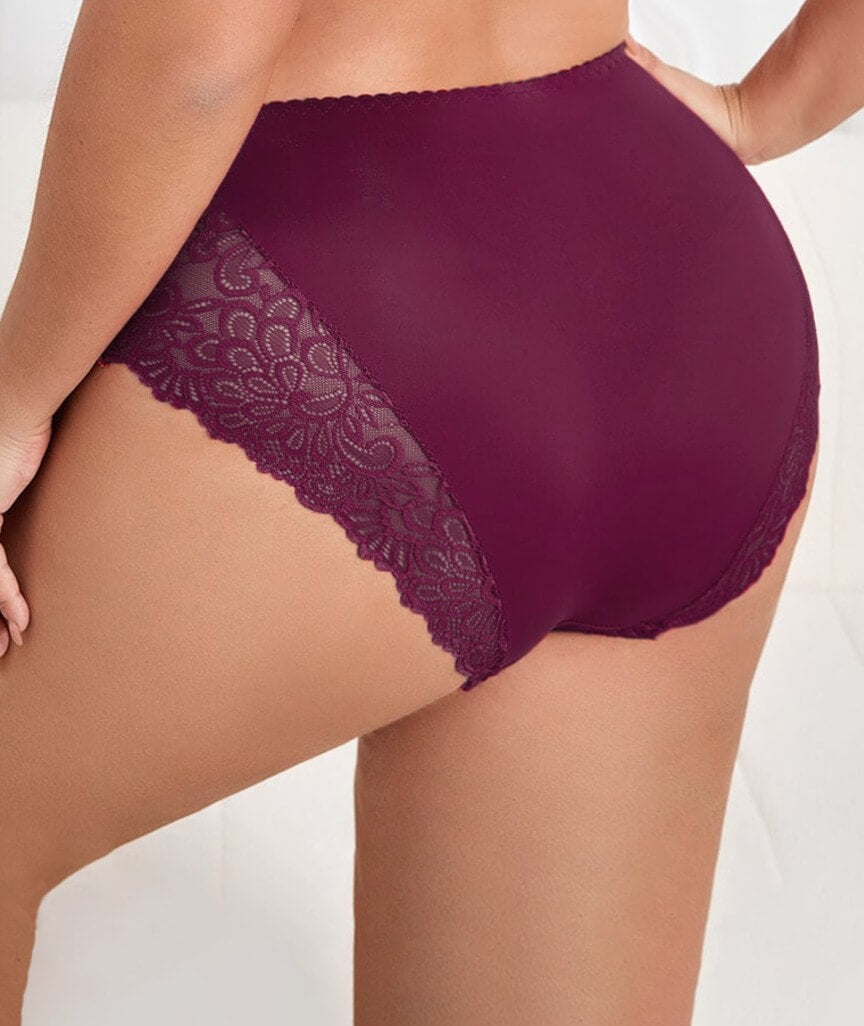 Ava & Audrey Aster Lace & Micro Full Brief - Wine Red