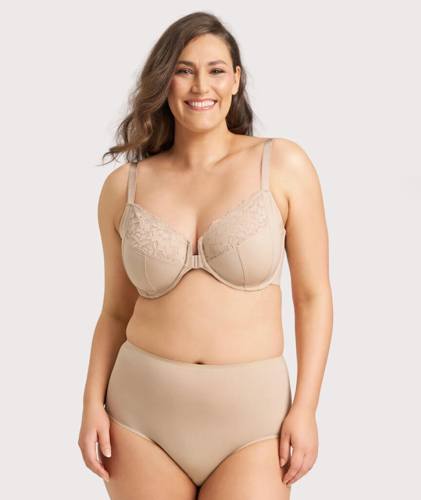 Ava & Audrey Bardot Front-Closing Underwire Bra - Nude