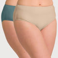 Ava & Audrey Clementine Cotton Full Brief 2 Pack - Nude/Sea Green