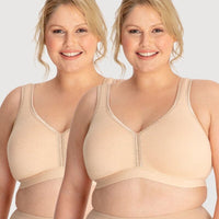 Ava & Audrey Faye Cotton Wire-free Support Bra 2 Pack - Frappe