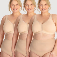 Ava & Audrey Faye Cotton Wire-free Support Bra 3 Pack - Frappe
