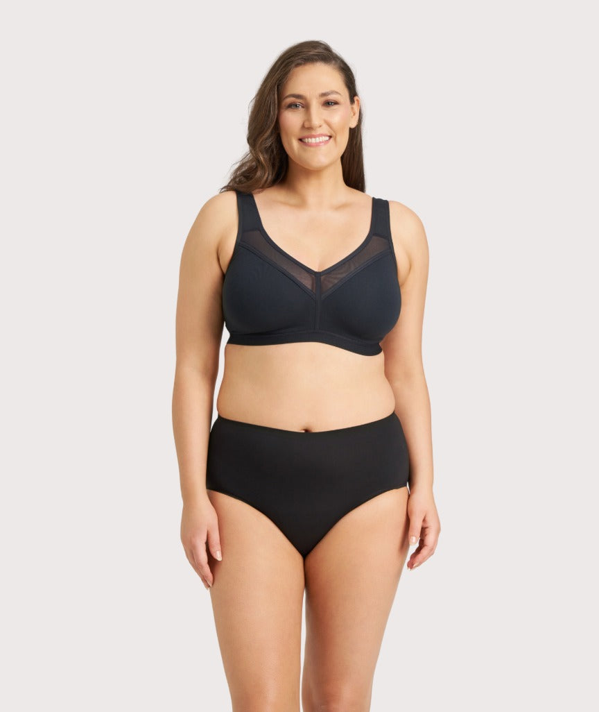 Ava & Audrey Faye Splice Wire-free Support Bra - Black