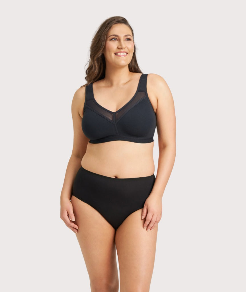Ava & Audrey Faye Splice Wire-free Support Bra - Black
