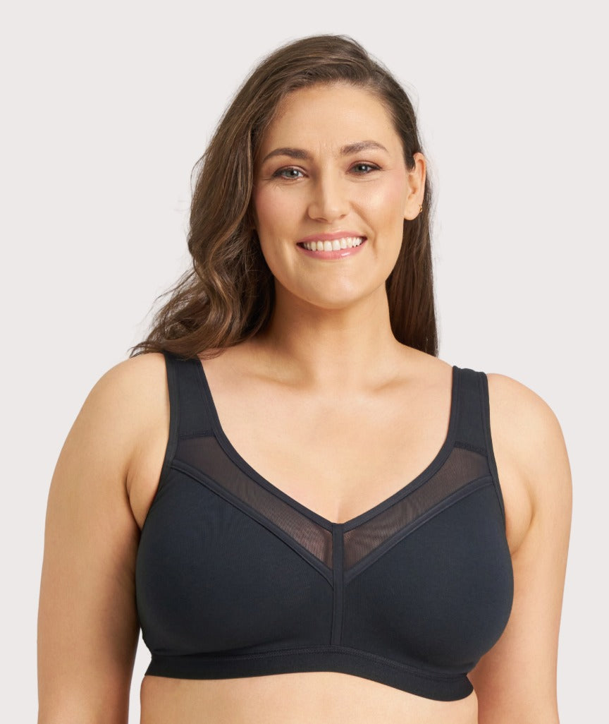 Ava & Audrey Faye Splice Wire-free Support Bra - Black