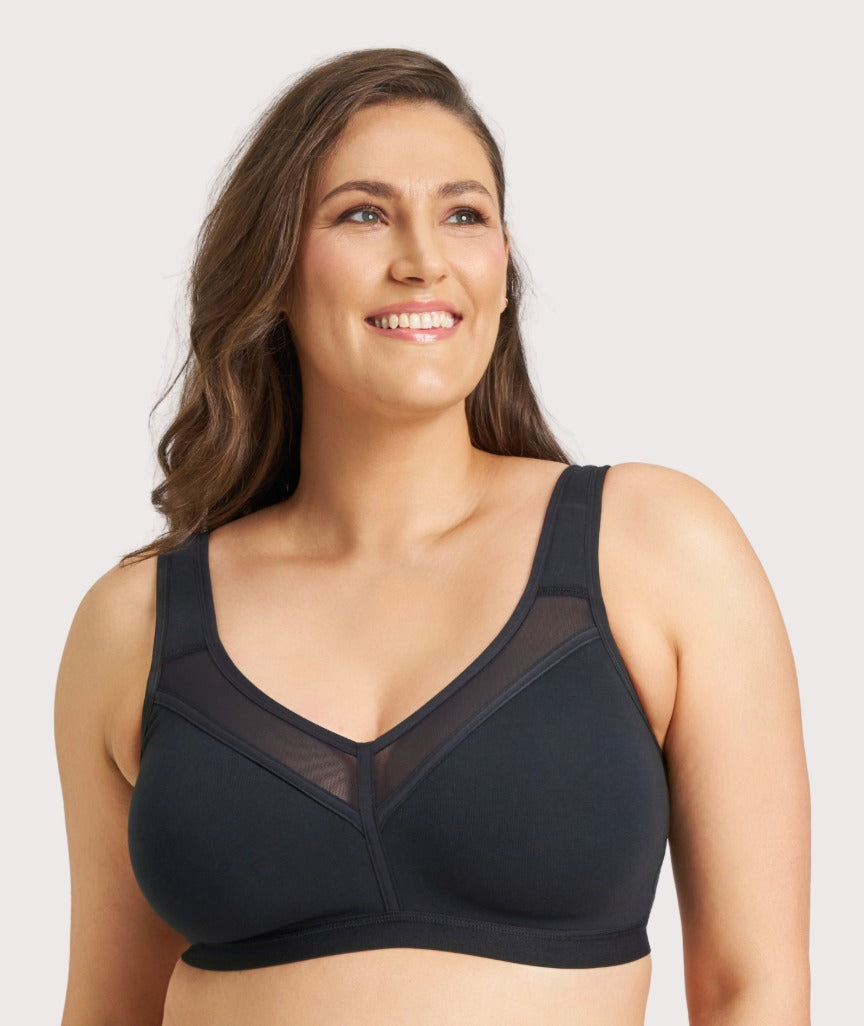 Ava & Audrey Faye Splice Wire-free Support Bra - Black
