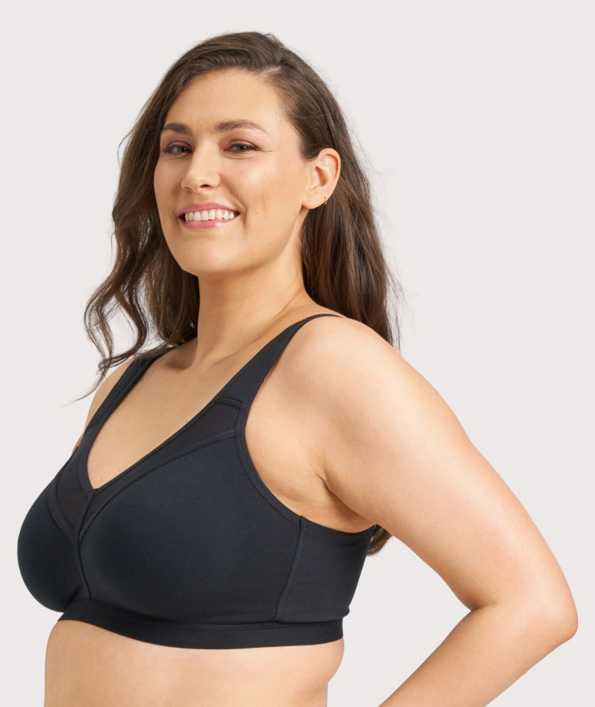 Ava & Audrey Faye Splice Wire-free Support Bra - Black