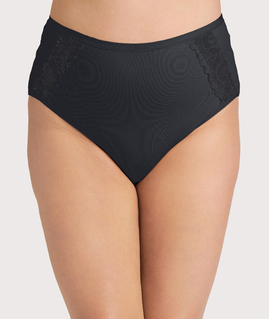 Ava & Audrey Hannah Cotton & Lace Full Brief - Black