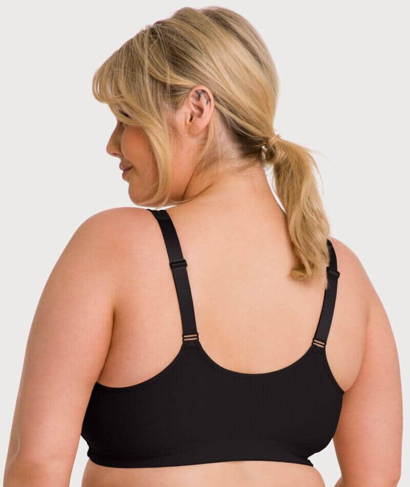 Ava & Audrey Hannah Cotton Wire-Free Front Opening Bra - Black - Curvy