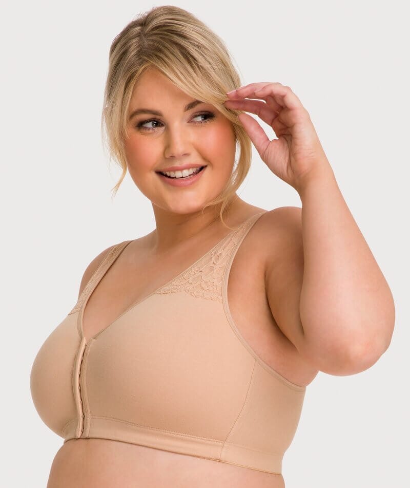 Ava & Audrey Hannah Cotton Wire-Free Front Opening Bra - Frappe