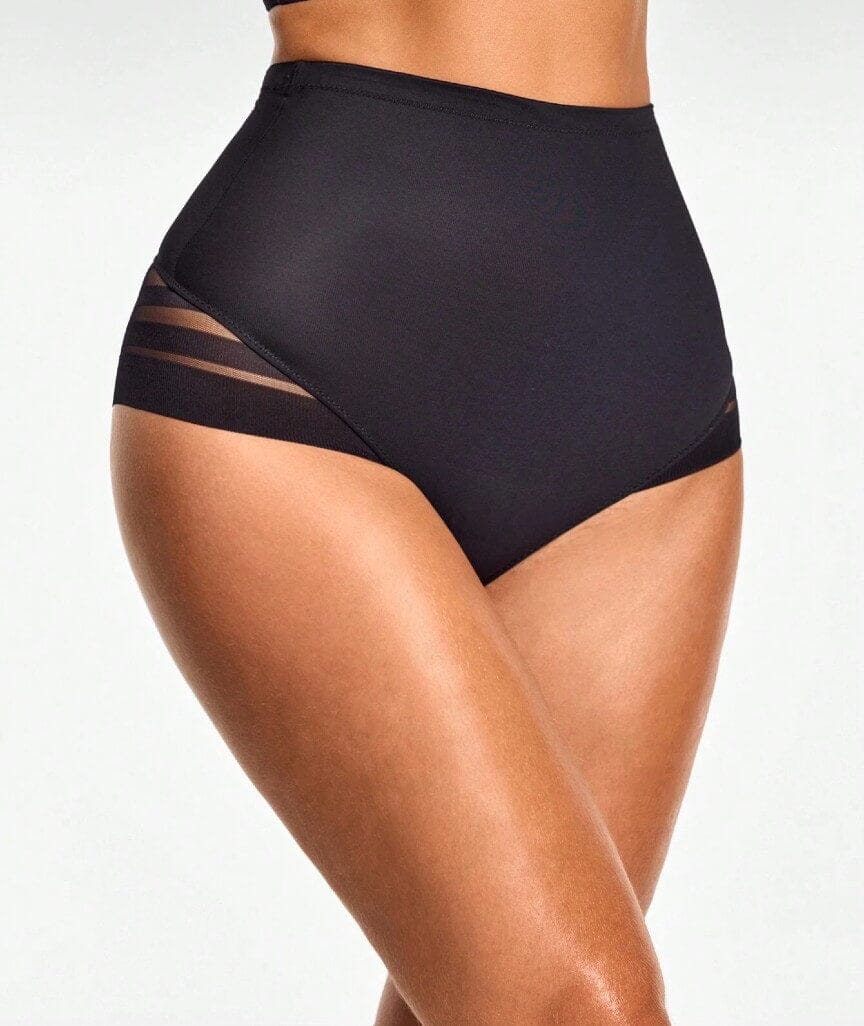 Ava & Audrey Jacquard Stripe Smoothing Full Brief - Black Knickers 