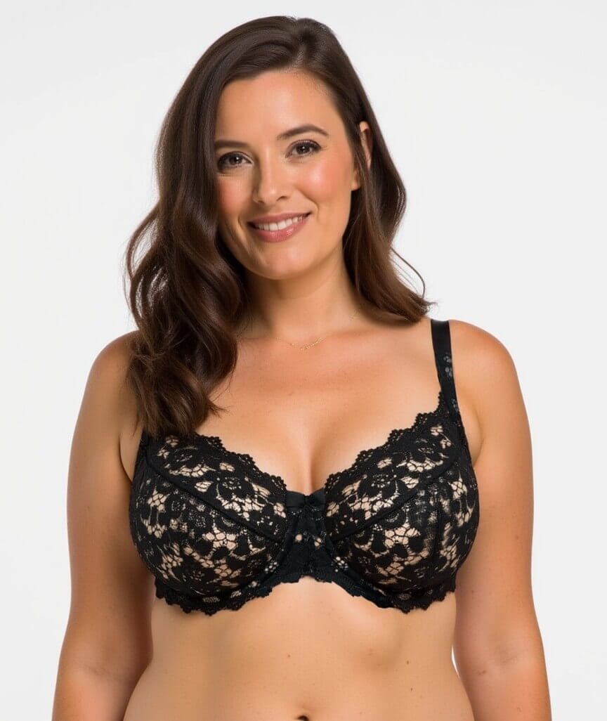 Ava & Audrey Jacqueline Lace Full Cup Underwire Bra - Black/Nude Bras 