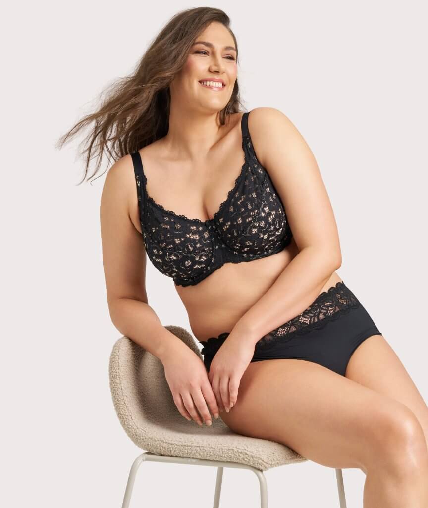 Ava & Audrey Jacqueline Lace Full Cup Underwire Bra - Black/Nude