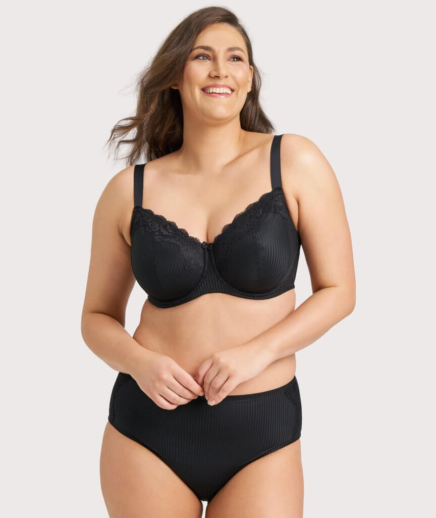 Ava & Audrey Jacqueline Smoothing Full Brief with Lace - Black