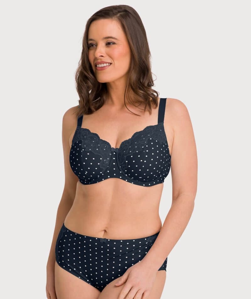 Ava & Audrey Jacqueline Printed Full Cup Underwire Bra - Sapphire/Ivory Bras 