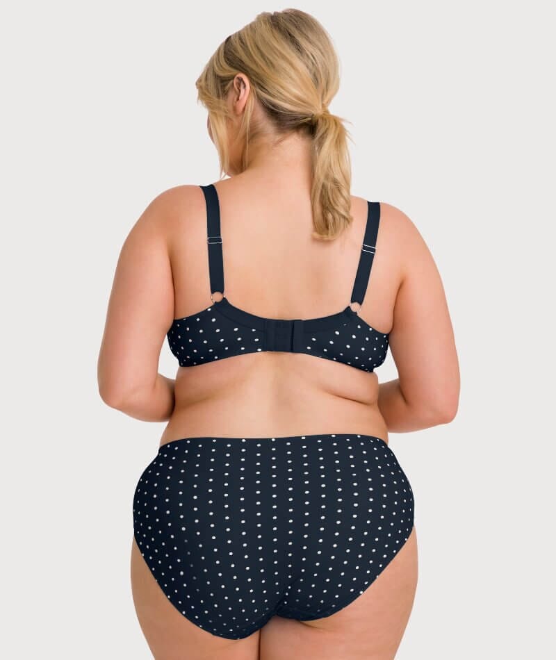 Ava & Audrey Jacqueline Printed Full Brief with Lace - Sapphire/Ivory Knickers 