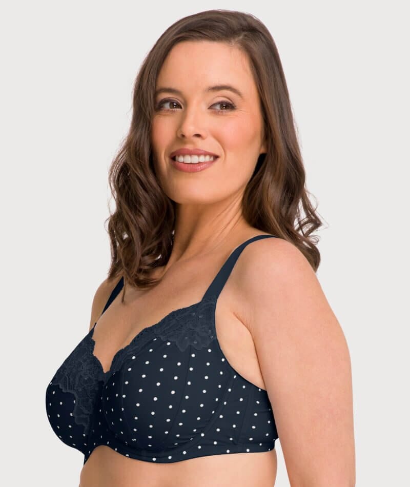 Ava & Audrey Jacqueline Printed Full Cup Underwire Bra - Sapphire/Ivory Bras 