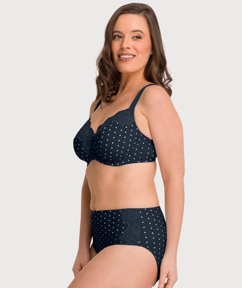 Ava & Audrey Jacqueline Printed Full Cup Underwire Bra - Sapphire/Ivory Bras 